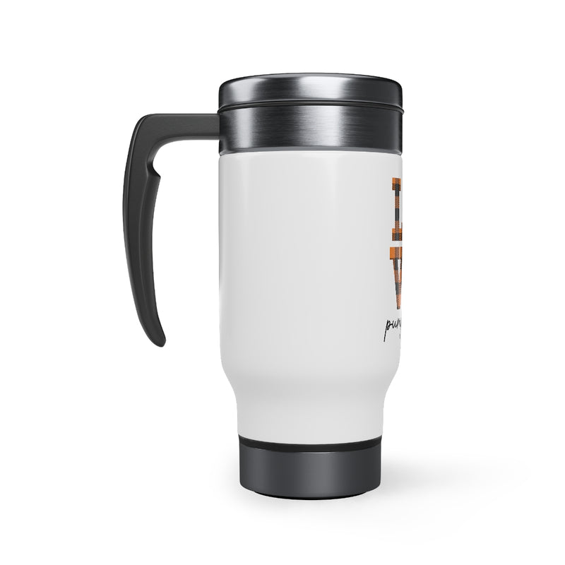 LOVE Pumpkin Fest Stainless Steel Travel Mug with Handle, 14oz