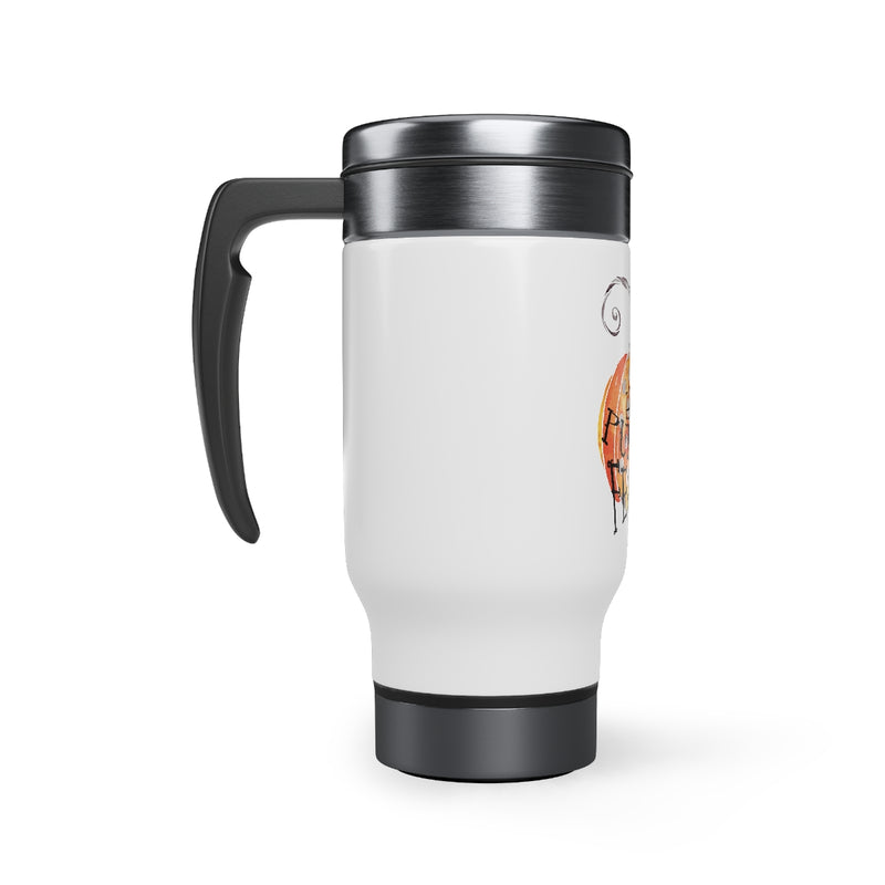 Happy Pumpkin Fest Stainless Steel Travel Mug with Handle, 14oz